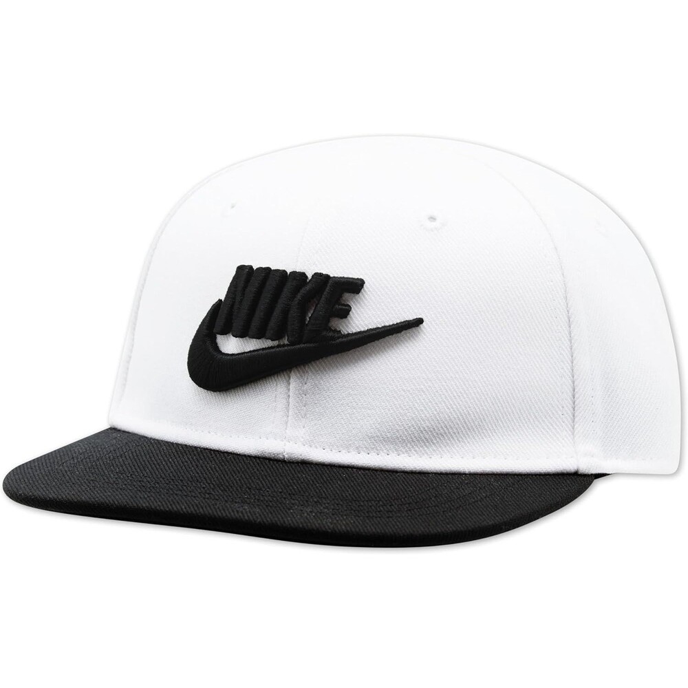 Nike Futura Kids White Black Flat Brim Adjustable Snapback Logo Hat Size 2-4T